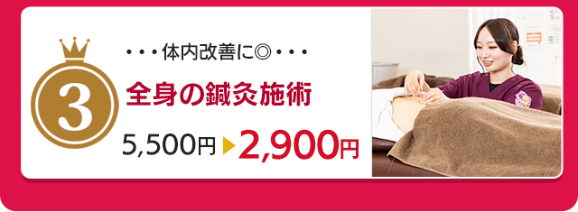 全身の鍼灸施術▶︎初回2,900円
